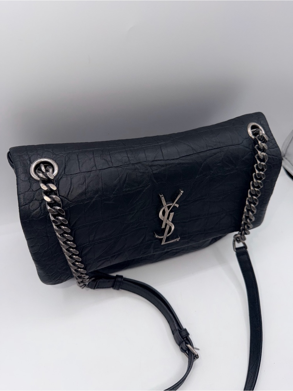 Saint Laurent West Hollywood Shoulder Bag Crocodile Embossed Leather Bag - Picture 3 of 15